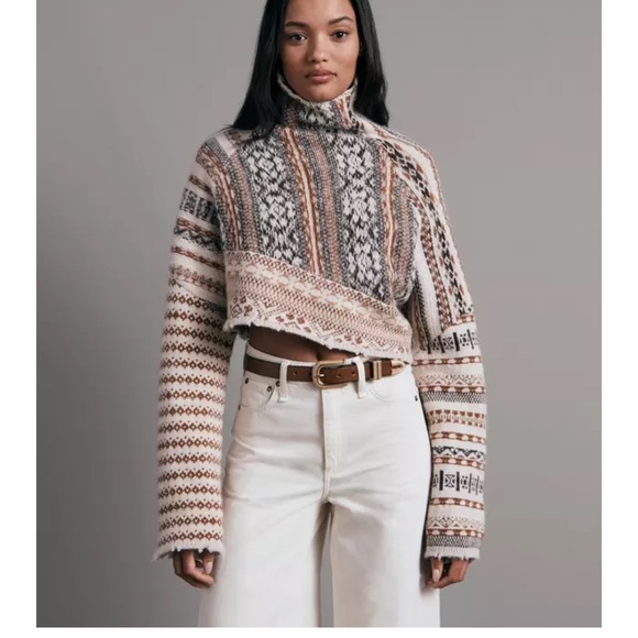rag & bone Fair Isle Sweater - Cream and Brown